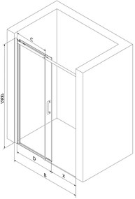 Mexen OMEGA posuvné sprchové dvere do otvoru 130 cm, zlatá-transparentná, 825-130-000-50-00