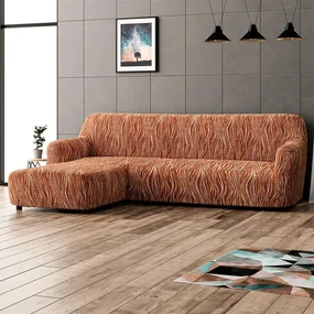 Bielastické poťahy UNIVERSO NOVÉ žíhané tehlové sedačka s otomanom vľavo (š. 170 - 300 cm)