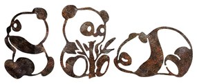 Nástěnná kovová dekorace Rusty Panda vícebarevná
