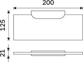 Nimco Polica, 20 cm NIKAU čierna - NKC X320-C-90