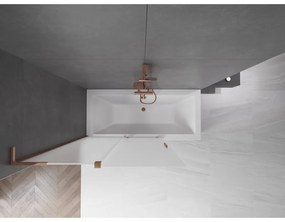 Mexen Velar L, 2-krídlová posuvná vaňová zástena 120 x 150 cm, 8mm sklo námraza, ružové zlato, 896-120-003-31-60