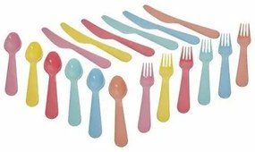 Sada plastových príborov pre deti Rainbow, 18 ks, 6 farieb