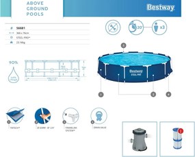 Bazén Bestway Frame 366 cm x 76 cm 8 v 1 56681