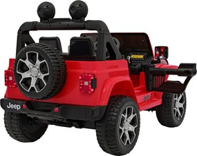 Ramiz Jeep Wrangler Rubicon batéria pre deti Červená + diaľkové ovládanie + MP3 LED rádio + EVA kolesá