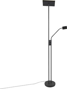 Moderná stojaca lampa čierna vrátane LED a stmievača s lampou na čítanie - Jazzy