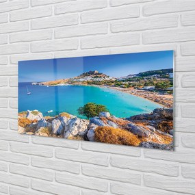 Nástenný panel  Grécko pobrežie beach panorama 140x70 cm