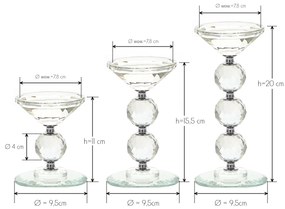 Dekorstudio Krištáľový svietnik KANDELABR 11cm - strieborný S