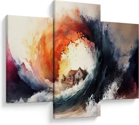 Obraz - Vo víre povodne, akvarel (90x60 cm)