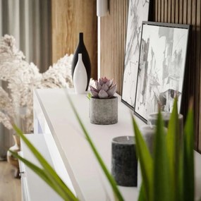 KOMODA ELIS LED BIELA ŠEDÉ ŠUPLÍKY VYSOKÝ LESK 170 cm