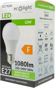 LED žiarovka E27 12W 1080lm 3000K Teplá farba svetla WW Eco Light
