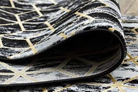 Koberec / Behúň GLOSS 409A 82 glamour, art deco čierny / sivý / zlatý