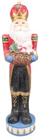 Farebná vianočná dekorácia socha Santa ako Luskáčik - 22*21*82 cm