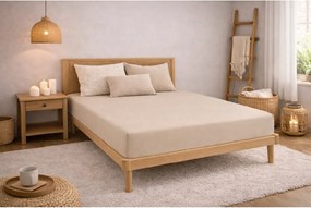 Kvalitex Luxusné bavlnené JERSEY prestieradlo s lycrou 140x200 cm - svetlo béžová