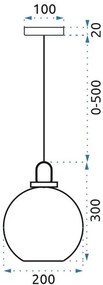 Toolight - Závesné svietidlo zo skla 1xE27 60W APP442-CP, zlatá, OSW-05633