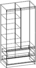 Skriňa S 90 cm 2D 2SZ CLP sonoma / biela