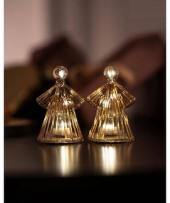 SIRIUS LED světelný anděl skleněný, zlatý, 10 cm, 2 kusy