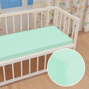 Detské froté napínacie prestieradlo do postieľky FR-034 Mintové 60 x 120 x 10 cm - do postieľky