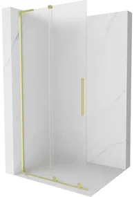 Mexen Velar L, posuvná sprchová zástena Walk-in 100 x 200 cm, 8mm sklo námraza, zlatá matná, 871-100-003-33-55