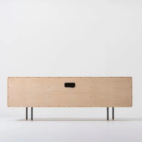 TV stolík z dubového dreva v čierno-prírodnej farbe 180x64 cm Fina – Gazzda