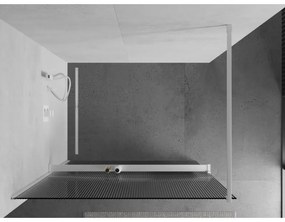 Mexen Kioto+, sprchová zástena Walk-In s poličkou a vešiakom 130 x 200 cm, 8mm sklo s rebrovým vzorom, biely profil, 800-130-121-20-09