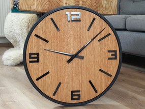 Dřevěné nástěnné hodiny Arabik 50 cm dub přírodní/černé