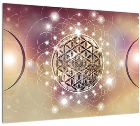 Sklenený obraz - Mandala s elementmi (70x50 cm)