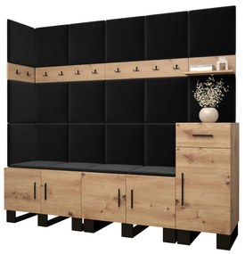Predsieňová zostava Amanda 9 (dub artisan + čierna). Vlastná spoľahlivá doprava až k Vám domov. 1085933