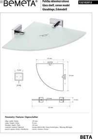 Bemeta Design BETA: Polička, rohová, sklo - 132102012