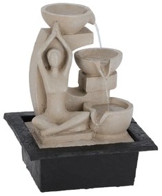 ProGarden Záhradná fontána s osvetlením Yogi3, 21,5x18x28,5 cm, polistone, béžová