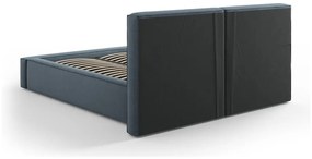 Tmavomodrá čalúnená dvojlôžková posteľ s úložným priestorom a roštom 180x200 cm Arendal – Cosmopolitan Design