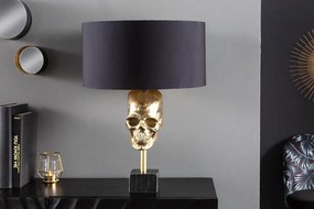 Extravagantná stolová lampa SKULL 56 cm, zlatá, čierna