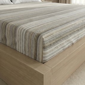 Kvalitex Bavlnené napínacie prestieradlo sprúžkami, šedo-béžové, 200 x 200 cm, 200 x 200 cm