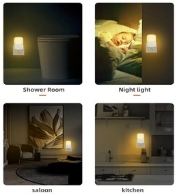 LED svietidlo do zásuvky Kama, 1x LED 0,5w, 2700k, w, senzor súmraku