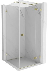 Mexen Lunar T, sklopný sprchový kút pravý 110 x 110 cm, 8mm číre sklo, zlatý profil, 834T-110-110-50-00-P