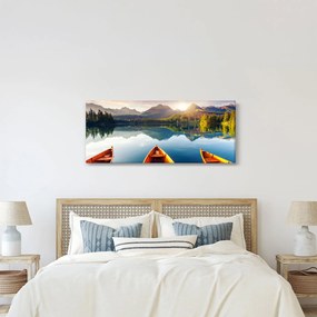 Obraz - Jazero s loďkami (120x50 cm)