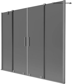 Mexen Velar Duo, 2-krídlová posuvná vaňová zástena 170 x 150 cm, 8mm šedé sklo, grafitová matná, 896-170-000-42-95
