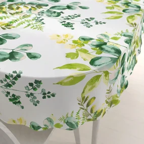 Biante Bavlnený oválny obrus Sandra SA-244 Zelený eukalyptus na bielom 140x220 cm