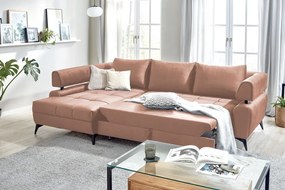 Rohová sedacia súprava Paris, lososová látka, ľavý roh