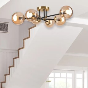 Prisadený luster MALENA 6xE14/5W/230V zlatá/čierna/dymová béžová