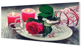 Obraz plexi Rose srdce sviečka 120x60 cm