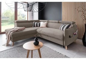 Svetlohnedá zamatová rozkladacia rohová pohovka (ľavý roh) Sweet Harmony – Miuform