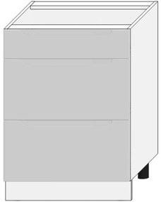 Kuchynská skrinka Zoya D60s/3 Svetlo šedá mat/biely