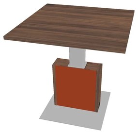 Výškovo nastaviteľný rokovací stôl Verno+ S 120 x 120 cm, orech / oranžová