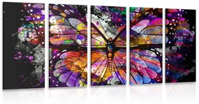 5-dielny obraz neobyčajný motýľ - 100x50