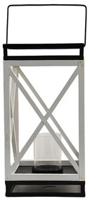 Čierno-biely kovový lampáš Fabion - 20*20*38 cm