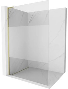 Mexen Kioto L, sprchová zástena Walk-In 100 x 200 cm, 8mm číre sklo-námraza, zlatý matný profil, 800-100-103-55-35