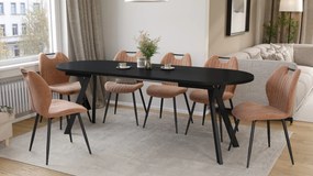 Mazzoni ALMO Čierny mat / čierne nohy - OVÁLNY ROZKLADACÍ STÔL 140-240 cm PRE 10-12 OSÔB