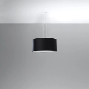 Závesné svietidlo Otto, 1x čierne textilné tienidlo, (biele sklo), (fi 50 cm)