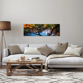 Obraz - Vodopády v Ázii (s hodinami) (90x30 cm)