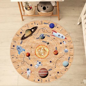 Kruhový koberec z korku - Vesmír planéty